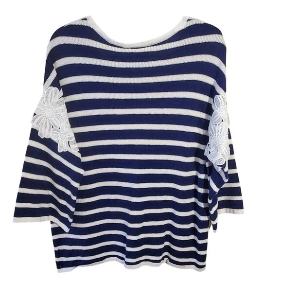LANE Bryant lace inset striped sweater plus 14/16 1X - Picture 6 of 6